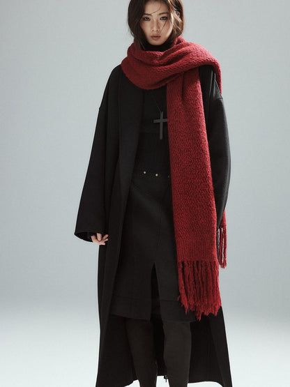 Low pixel Cozy Acrylic Wool Blend Korean Style Unisex Long Solid Red Decorative Scarves
