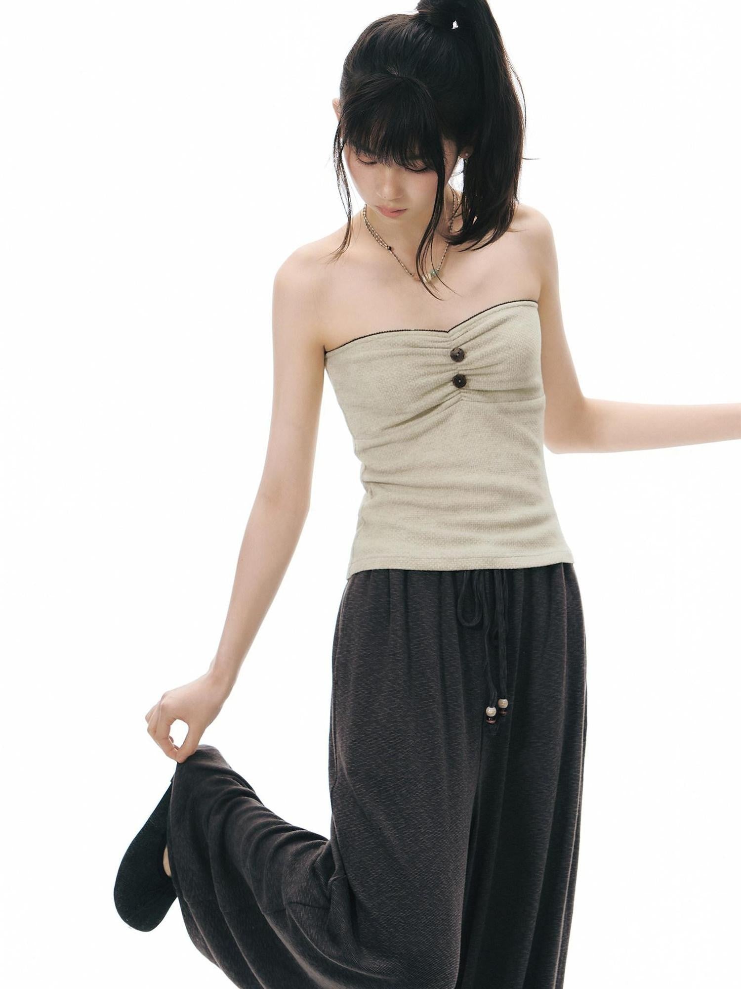 NAPSNAPS Gray Brown Relaxed Knit Drawstring Waist Women&