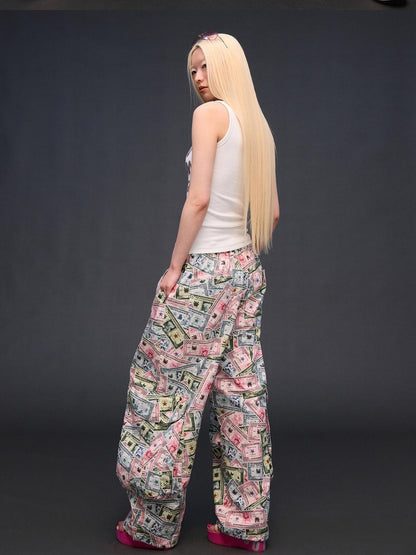 CFIERCE Money Print Cargo Multi Pocket Women&