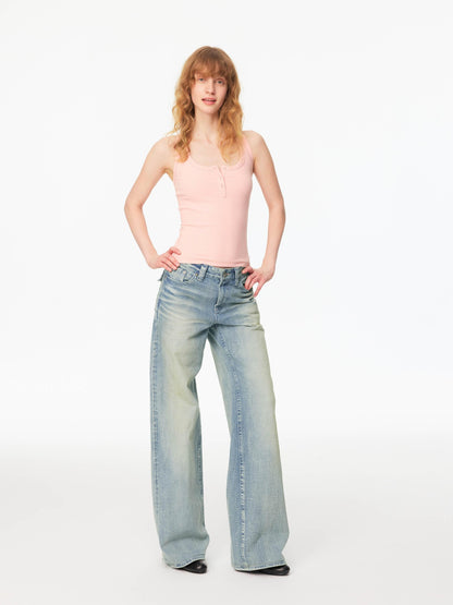 Northbutsouth Ribbed Slim Fit Multi Button Racerback Women&
