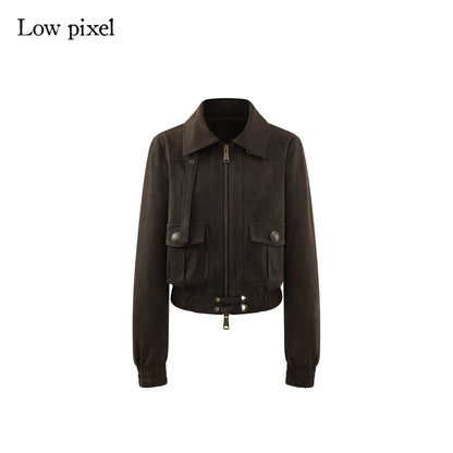 Low_pixel_Metal_Trim_Vintage_Standard_Womens_Brown_Zip_Lapel_Cropped_Jackets_MISSTT