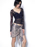 OPEN AESTHETIC Dark Blue Purple Lace Cutout Heart Women&