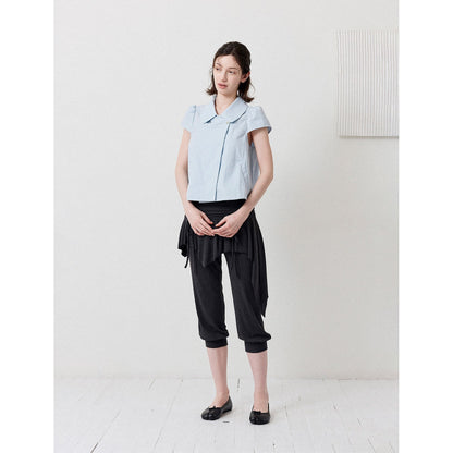 DKZ_OFFICIAL_Deep_Blue_Double_Buttons_Doll_Collar_Puff_Sleeves_Women&