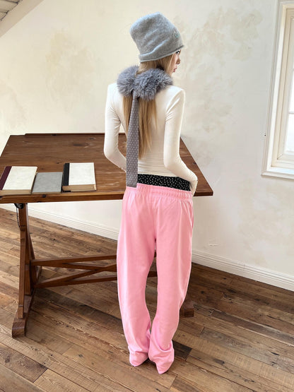 nit alcove 100 Percent Cotton Soft Comfort Casual Natural Waist Unisex Pink Straight Pants