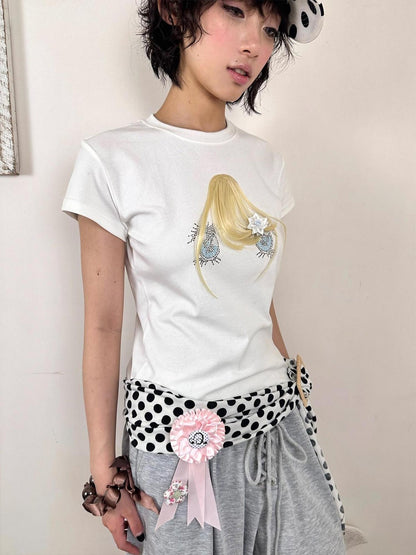 nit alcove Soft Breathable Cotton Slim Embroidered Office Unisex Cross Print Basic Crop Tops