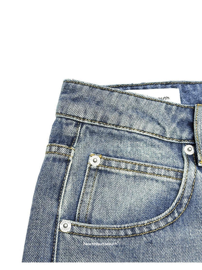 Northbutsouth Light Blue Distressed Floral Washed Mid Rise Women&