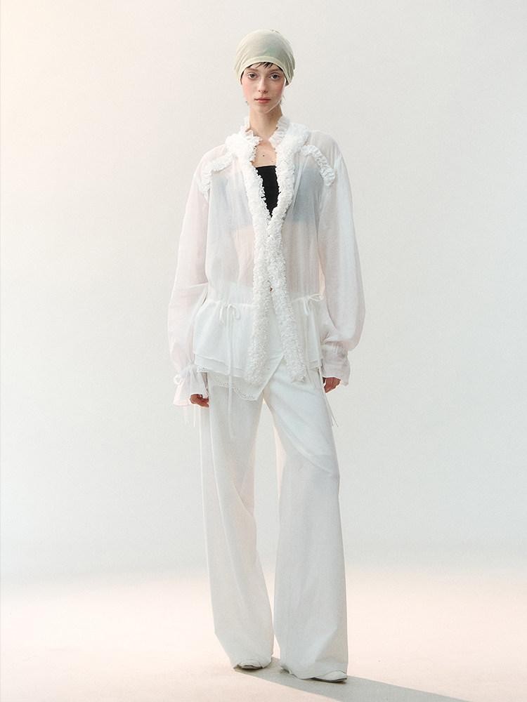 AnnoMundi Mist White Pleated Drawstring Lace Women&