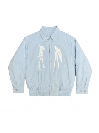 takeabreak Light Blue Silver Shiny Print Structured Women&
