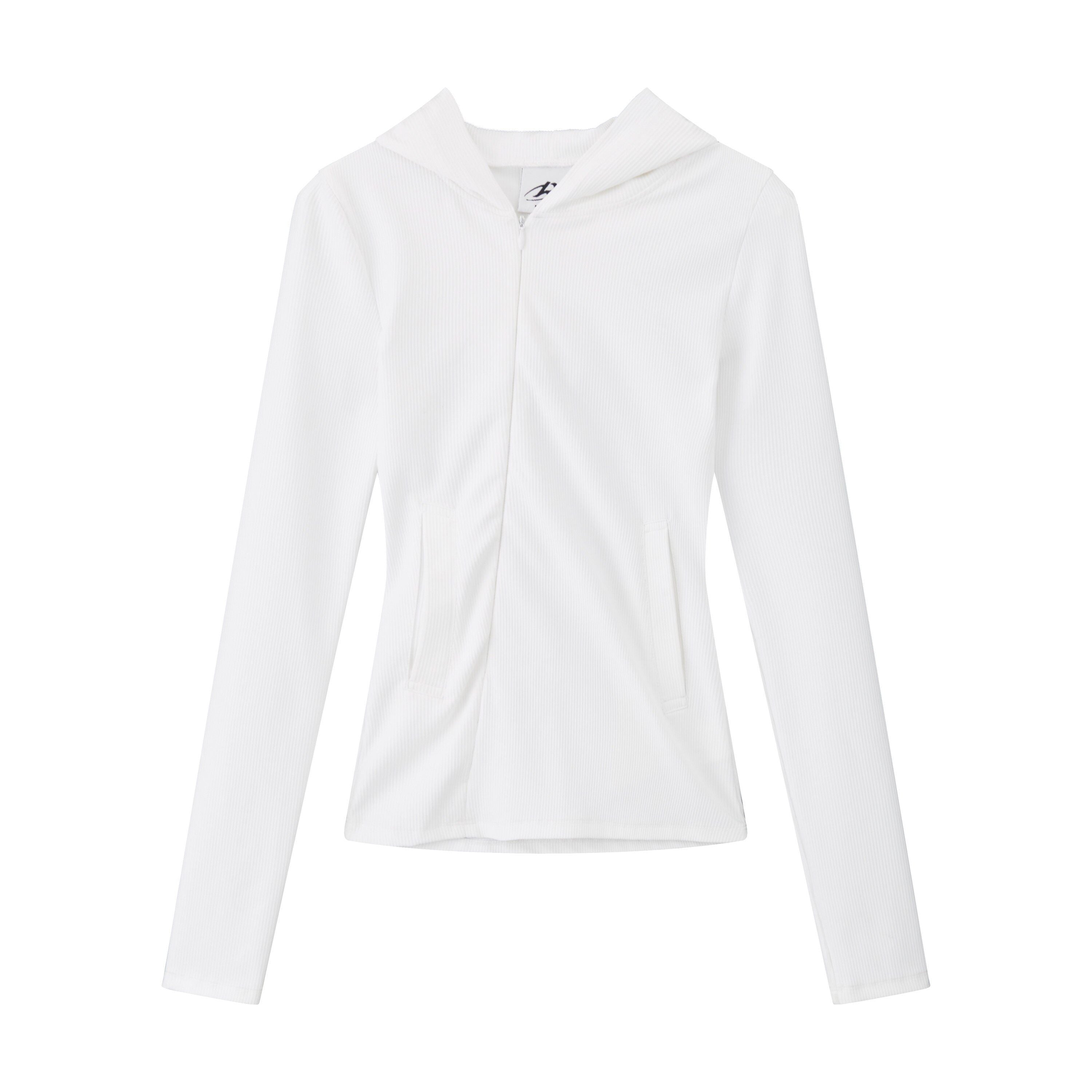 RUN TO THE FUTURE Moisture Wicking Vintage Commuter Slim Hooded White Women Long Sleeve T-Shirts