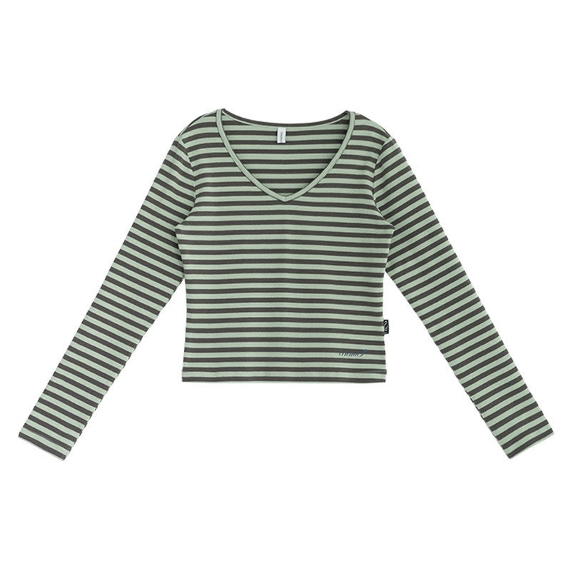 innomoood_Slim_Fit_Striped_Print_V-neck_Women&