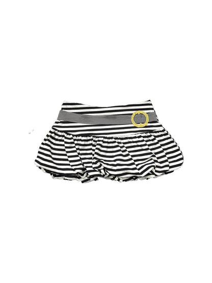 Ttsunami Black White Striped Pleated Ruched Low Waist Puff Women&
