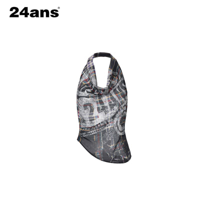 24ans_Street_Mottled_Digital_Print_Pleated_Draped_Halter_Women&