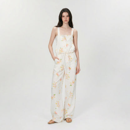 The NeverMore Pure Cotton High Waist Wide Leg Original White Casual Straight Pants