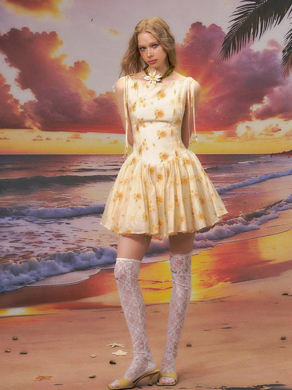 The NeverMore Almond Peach High Waist Street Style A Line Slim Travel Women Mini Dresses