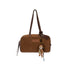 OuttheBlue Tassel Vintage Square Single Strap Faux Leather Brown Boston Tote Bags
