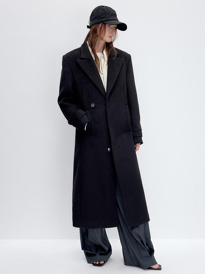 RUN TO THE FUTURE Lambswool Blend Patchwork Relaxed Fit Vintage Commuter Double Breasted Overcoats