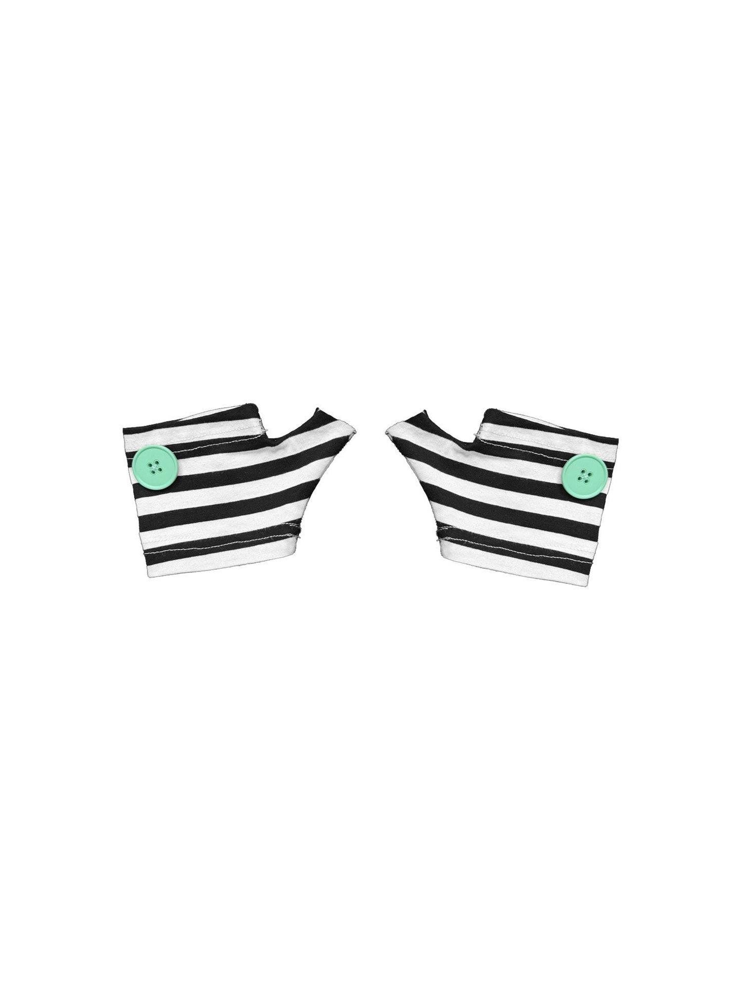 Ttsunami Vintage Black White Striped Half Palm Button Women&