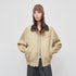 RUN TO THE FUTURE Khaki Cotton Patchwork Barn Style Loose Fit Unisex Zipper Track Jackets