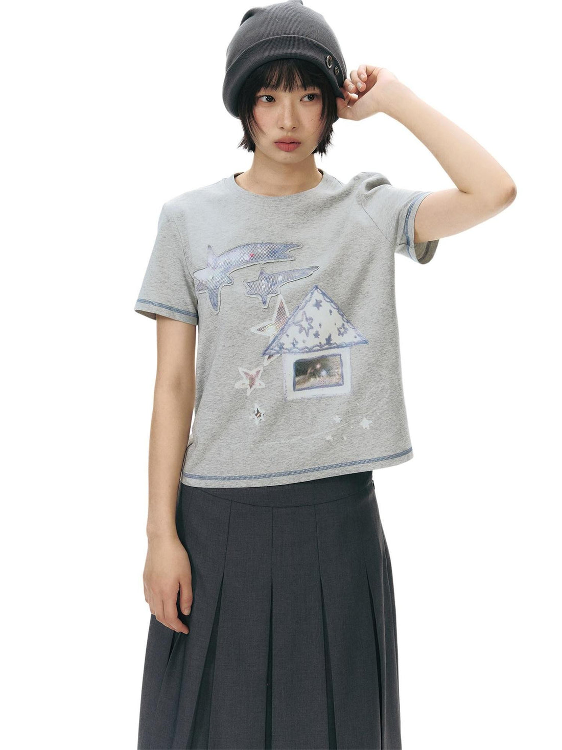 NAPSNAPS Cottage Applique Embroidered Print Women&
