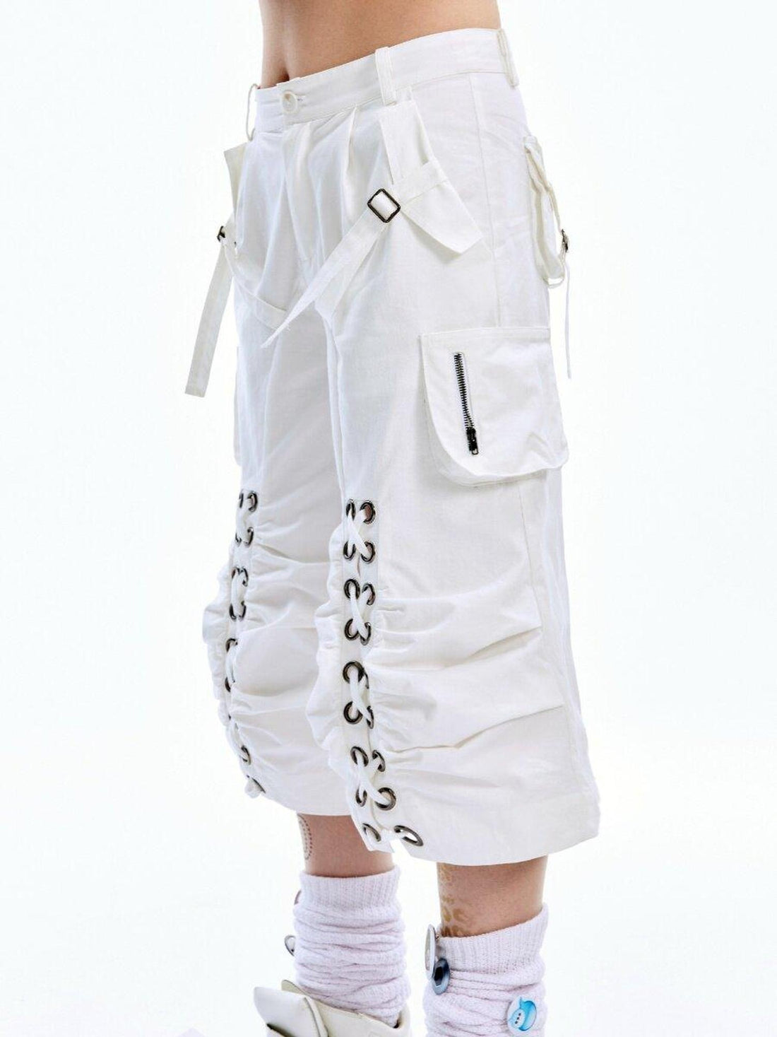 nit alcove Original Baggy Low Waist Cotton Unisex White Casual Street Mid-Length Shorts