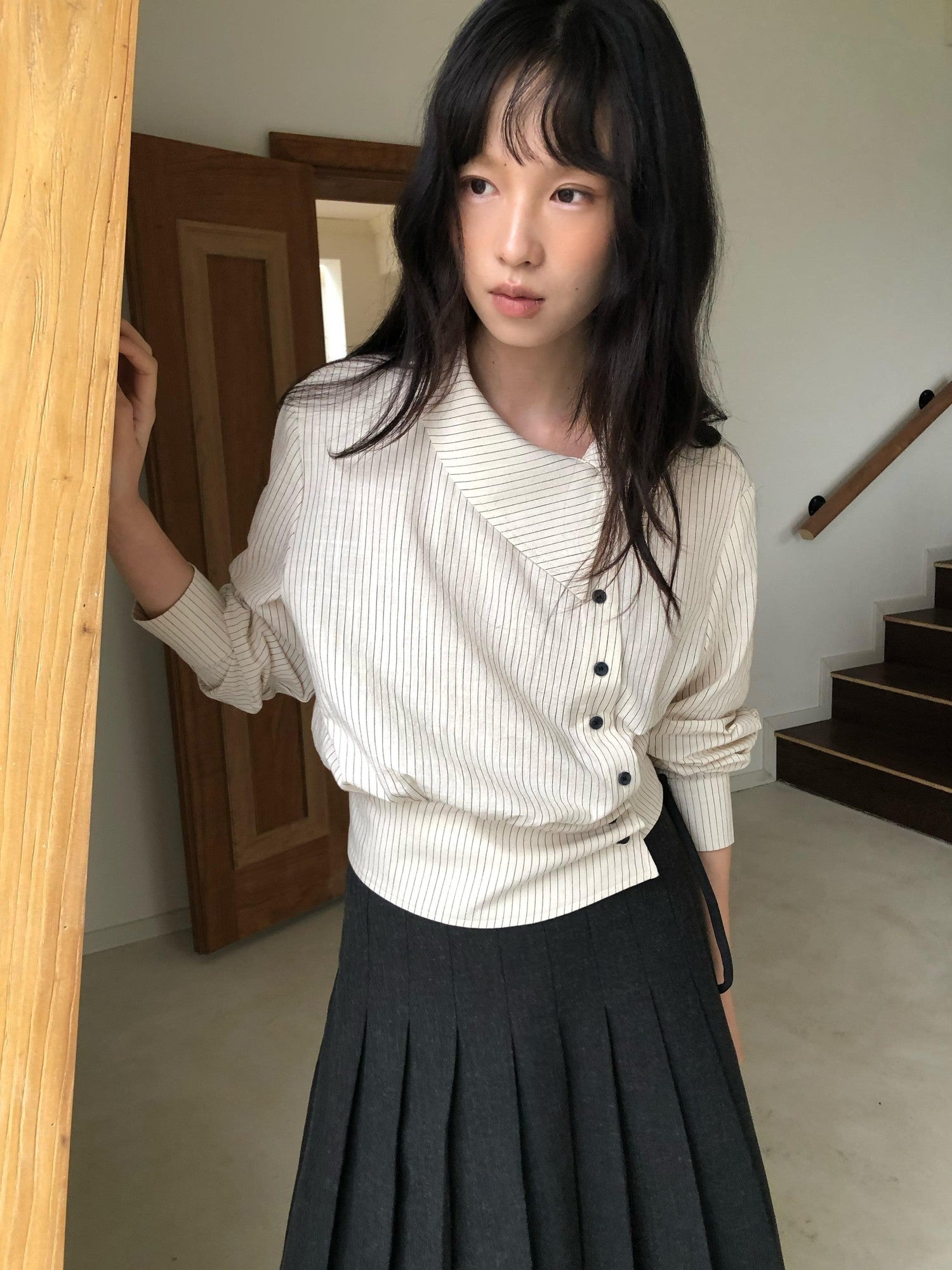 Dorydory Striped Asymmetric Cropped Slim Waist Women&