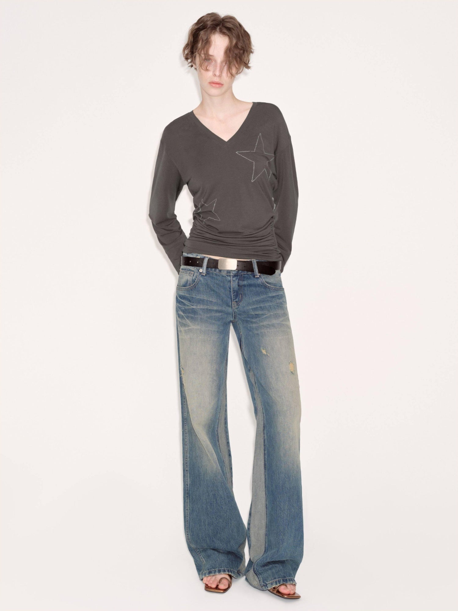 RUN TO THE FUTURE Durable Rigid Vintage Low Rise Women Zip Fly Classic Denim Blue Straight Jeans