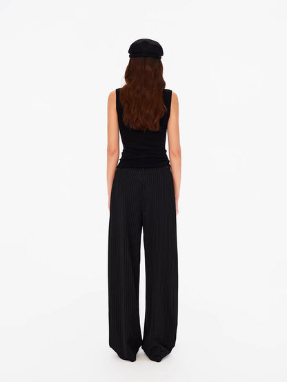 Northbutsouth Vertical Stripe No Waistband Relaxed Mid Rise Curved Leg Women&