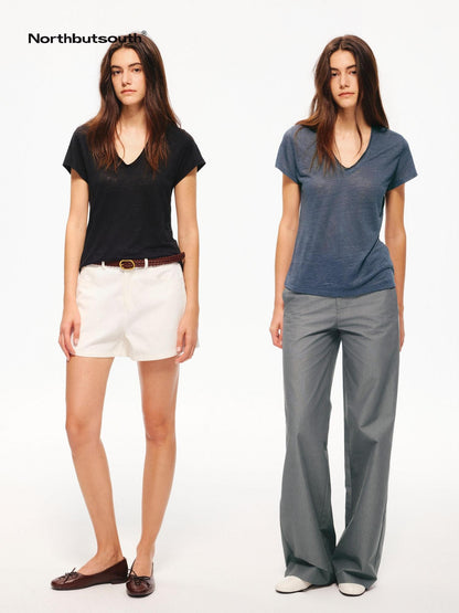 Northbutsouth Multicolor Snowflake V-neck Rolled Hem Women&