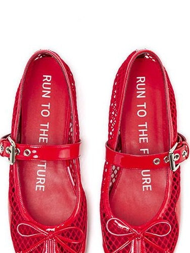 RUN TO THE FUTURE Breathable Cutout Slip On Casual Ballet Round Toe Lambskin Insole Flats