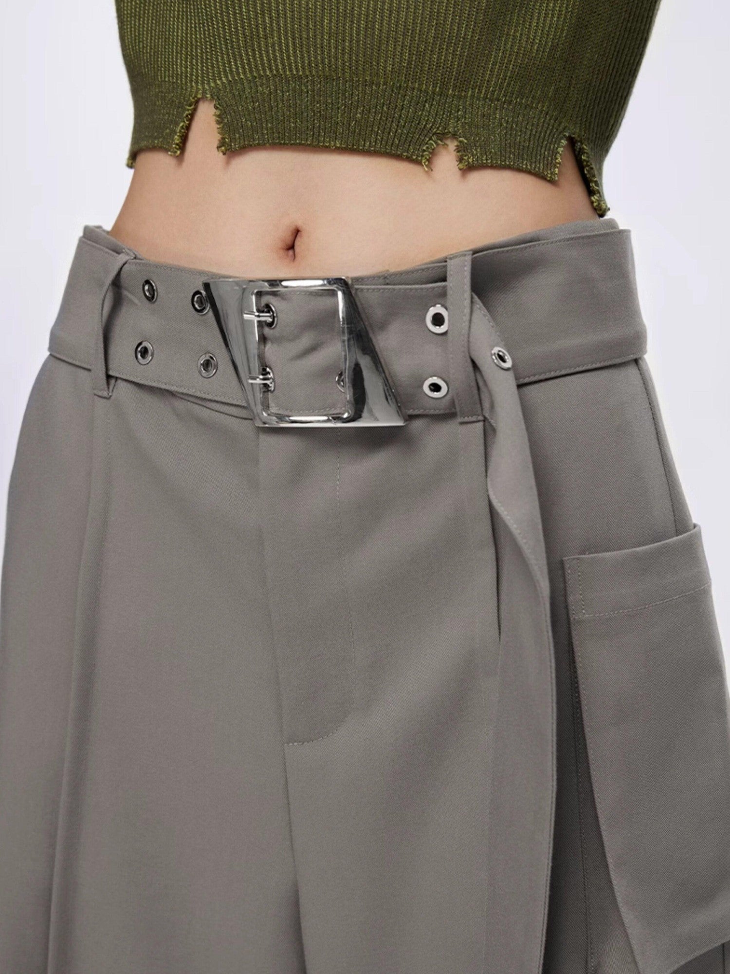 DKZ OFFICIAL Drapey Asymmetrical High Waist Pocket Women&