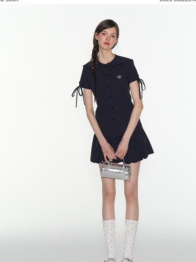 NAPSNAPS Navy Lace Sailor Collar Tie Academy Women&
