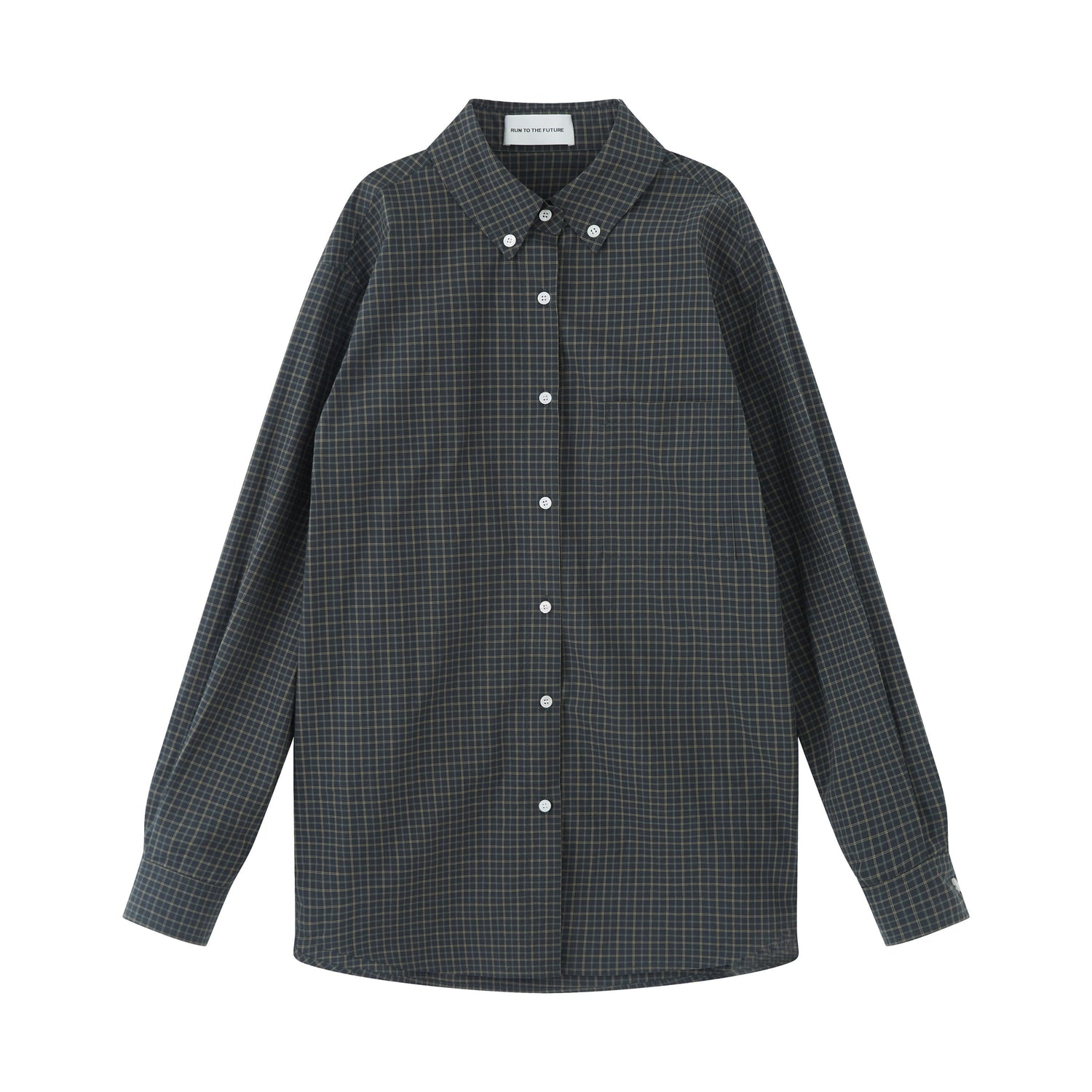RUN TO THE FUTURE Soft 100% Cotton Breathable Original Loose Polo Collar Button Plaid Shirts