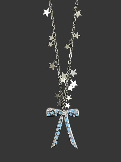takeabreak Butterfly Bow Blue Star Resin Zircon Long Women&