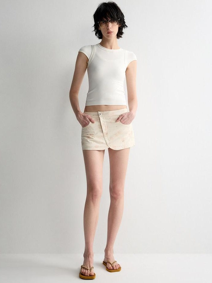 RUN TO THE FUTURE Versatile Slim Fit Short Solid Viscose Cotton Blend Women T Shirt Crop Tops