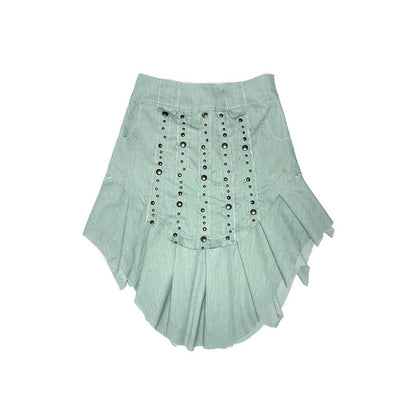 nit_alcove_Beaded_Distressed_Chinese_Mid_Waist_Irregular_Hem_Dark_Green_Zipper_Midi_Skirts_MISSTT
