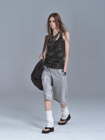 wear And tear Dark Camouflage Back Line Print Racerback Slim Women&