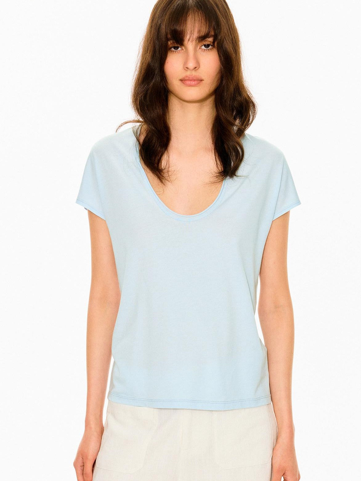 Northbutsouth Multicolor Rolled Hem U Neck Loose Women&