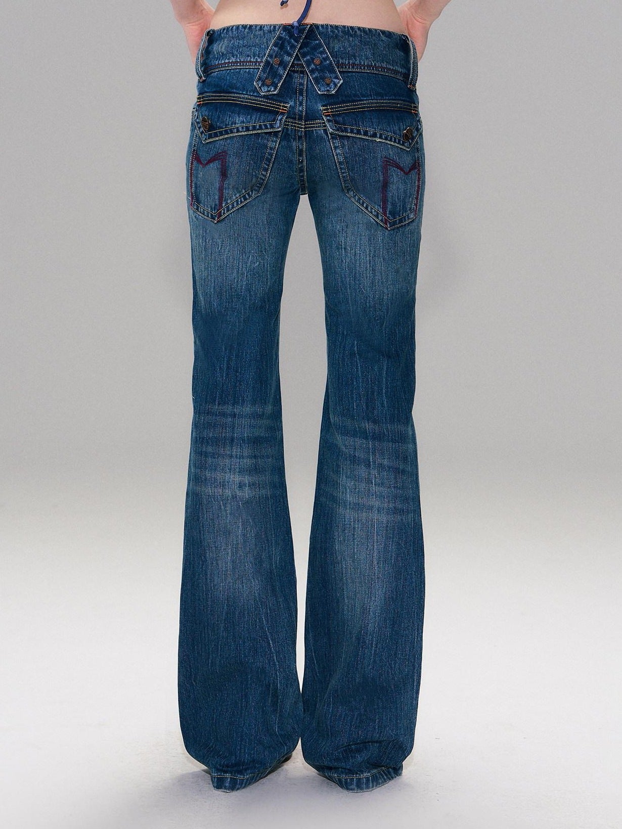 The NeverMore Slight Stretch Low Rise Slim Cotton Casual Women Deep Blue Straight Leg Jeans
