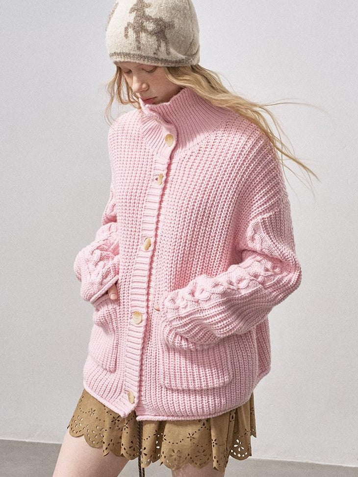 DIDDI MODA Sakura Pink Chunky Cable Knit Women&