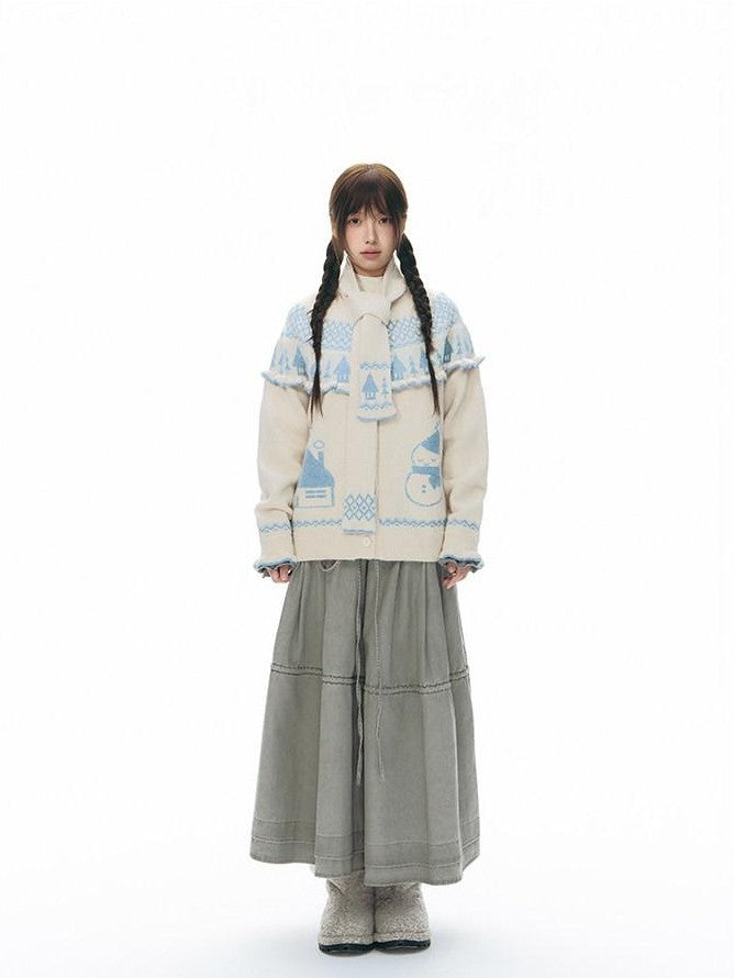 NAPSNAPS Washed Denim Tie Elastic Waist Flared Women&