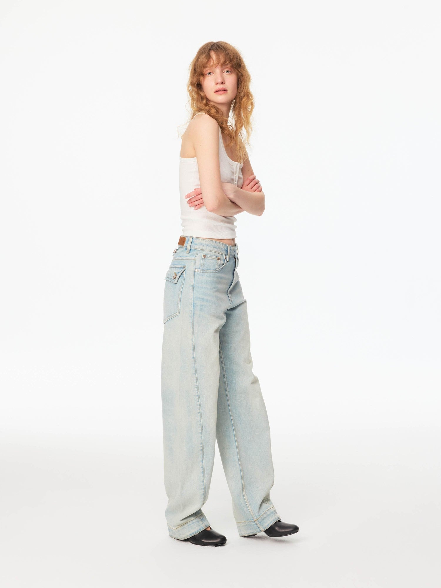 Northbutsouth Light Wash Whisker Cocoon Mid Low Rise Women&