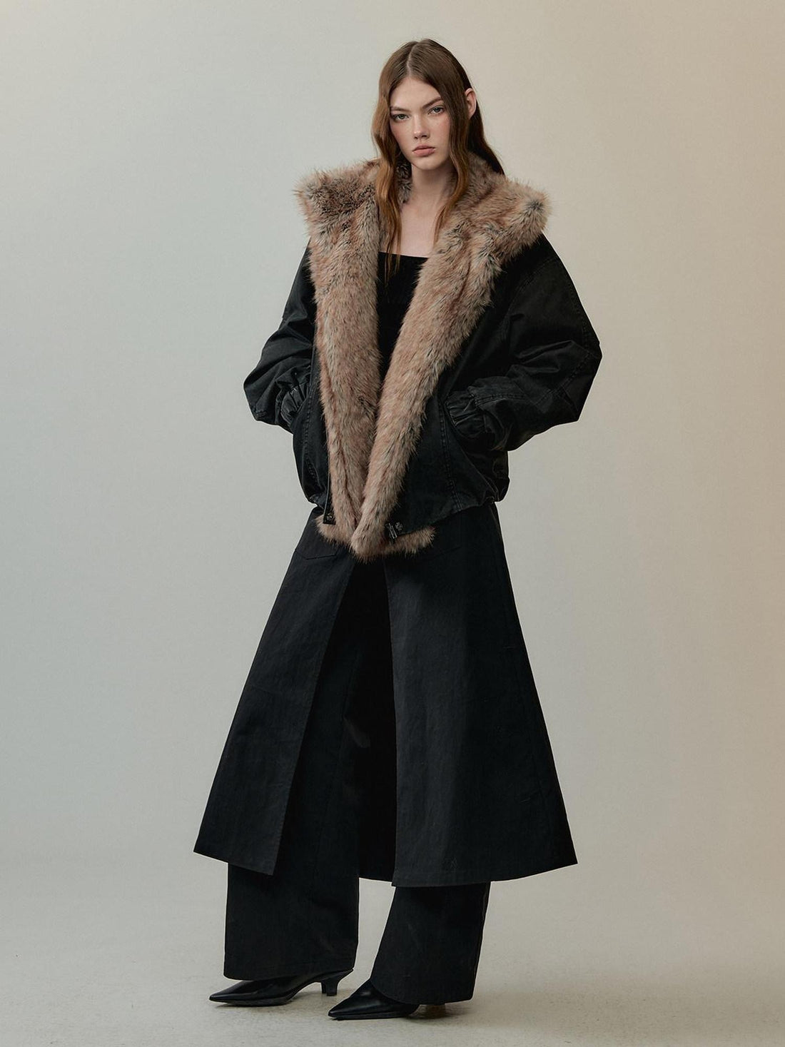 AnnoMundi Thick Warm Polyester Minimalist Commuter Straight Fit Black Puffer Jackets