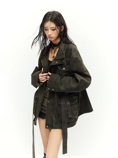 Low pixel Insulated Utility Slim Multi Pocket Stand Collar Women Cropped Jackets