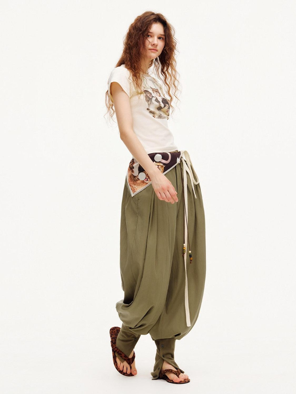 OuttheBlue Moss Green Solid Drapey Elastic Cuffed Women&