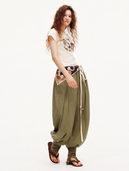 OuttheBlue Moss Green Solid Drapey Elastic Cuffed Women&