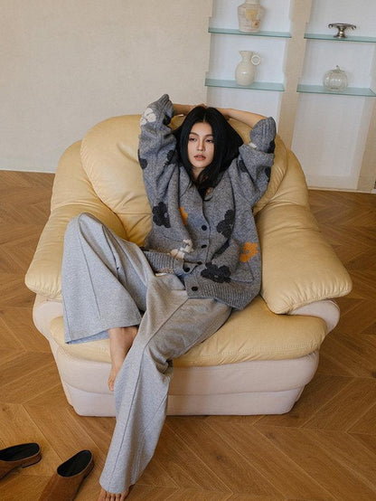 FU FRESH UP Hand Painted Floral Jacquard Relaxed Oversized Women&