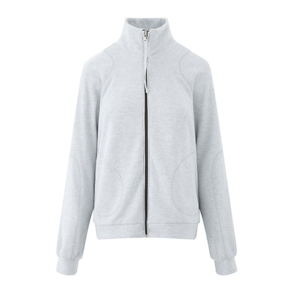 RUN_TO_THE_FUTURE_Original_Design_Loose_Zip_Collar_Light_Gray_Unisex_Poly_Cotton_Sweatshirts_MISSTT