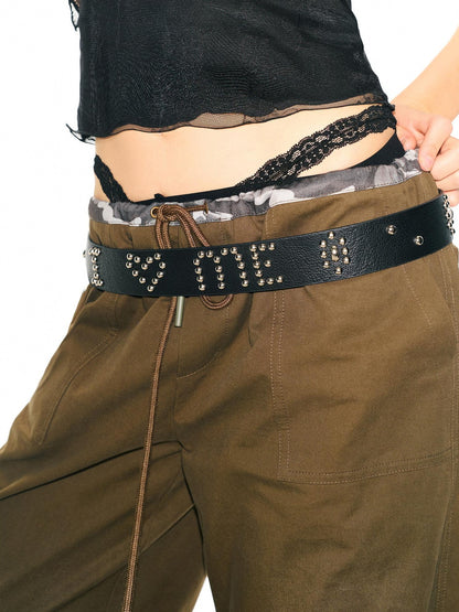 2th Desire Black Riveted Letter I Love Me Metal Buckle Punk Edgy Women&