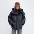 RUN TO THE FUTURE 90 White Duck Down Loose Fit Detachable Hood Midlength Pocket Down Jackets