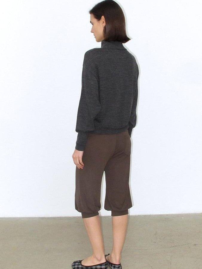 Mito de dar Chestnut Brown Sandwashed Knit Drawstring Tulip Cuff Women&